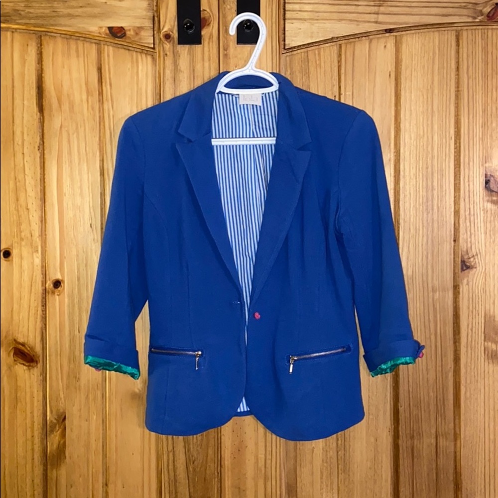 Colorful Cropped Sleeve Blazer